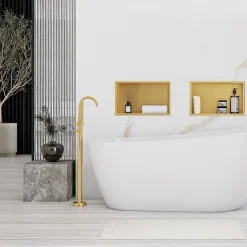 Rea ÉTAGÈRE D'ENCASTREMENT POUR SALLE DE BAINS 8 30X45X10 BRUSH GOLD