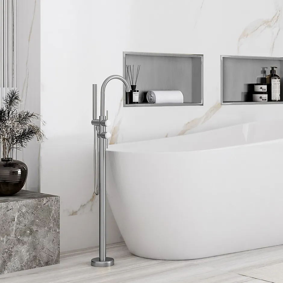 Rea ÉTAGÈRE D'ENCASTREMENT POUR SALLE DE BAINS 2 30X45X10 BRUSH STEEL