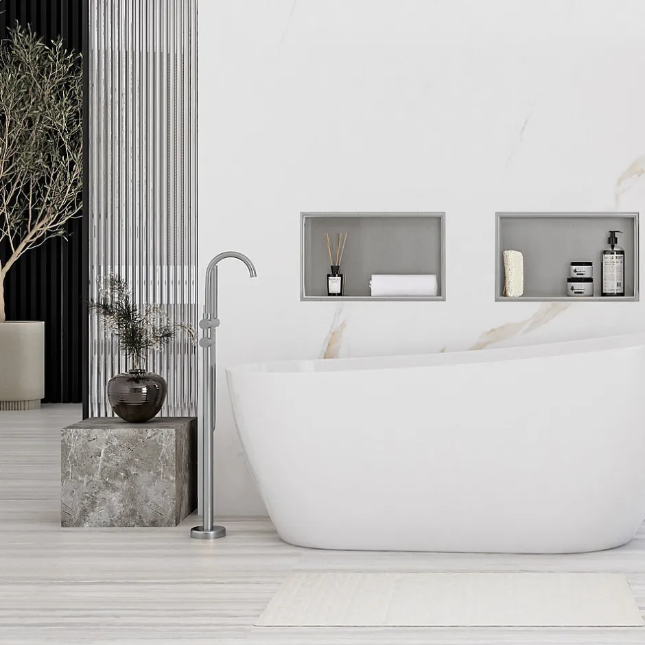 Rea ÉTAGÈRE D'ENCASTREMENT POUR SALLE DE BAINS 2 30X45X10 BRUSH STEEL