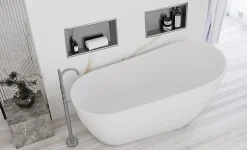 Rea ÉTAGÈRE D'ENCASTREMENT POUR SALLE DE BAINS 2 30X45X10 BRUSH STEEL