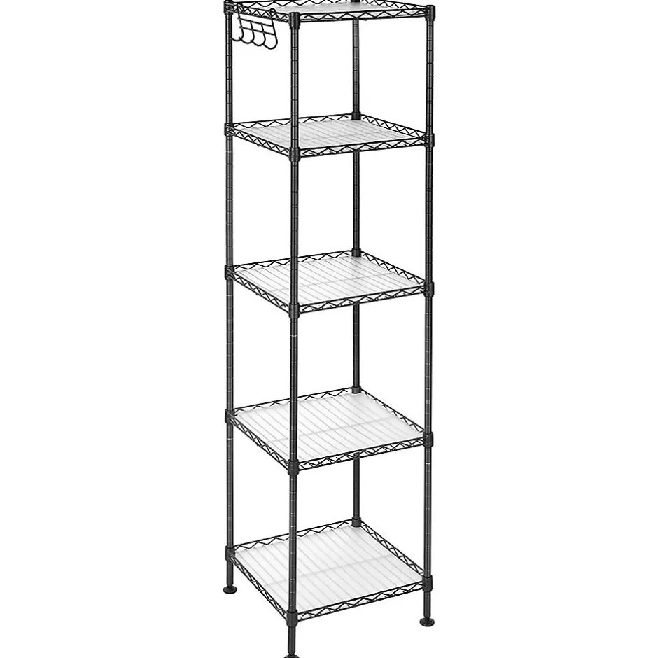 Calicosy Étagère en métal noir avec grille de rangement modulable - L30 x H121 cm
