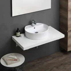 Kiamami Valentina Étagère Pour Sous-Lavabo 90 Cm En Bois Blanc - Valentina* Plan De Travail Salle De Bains