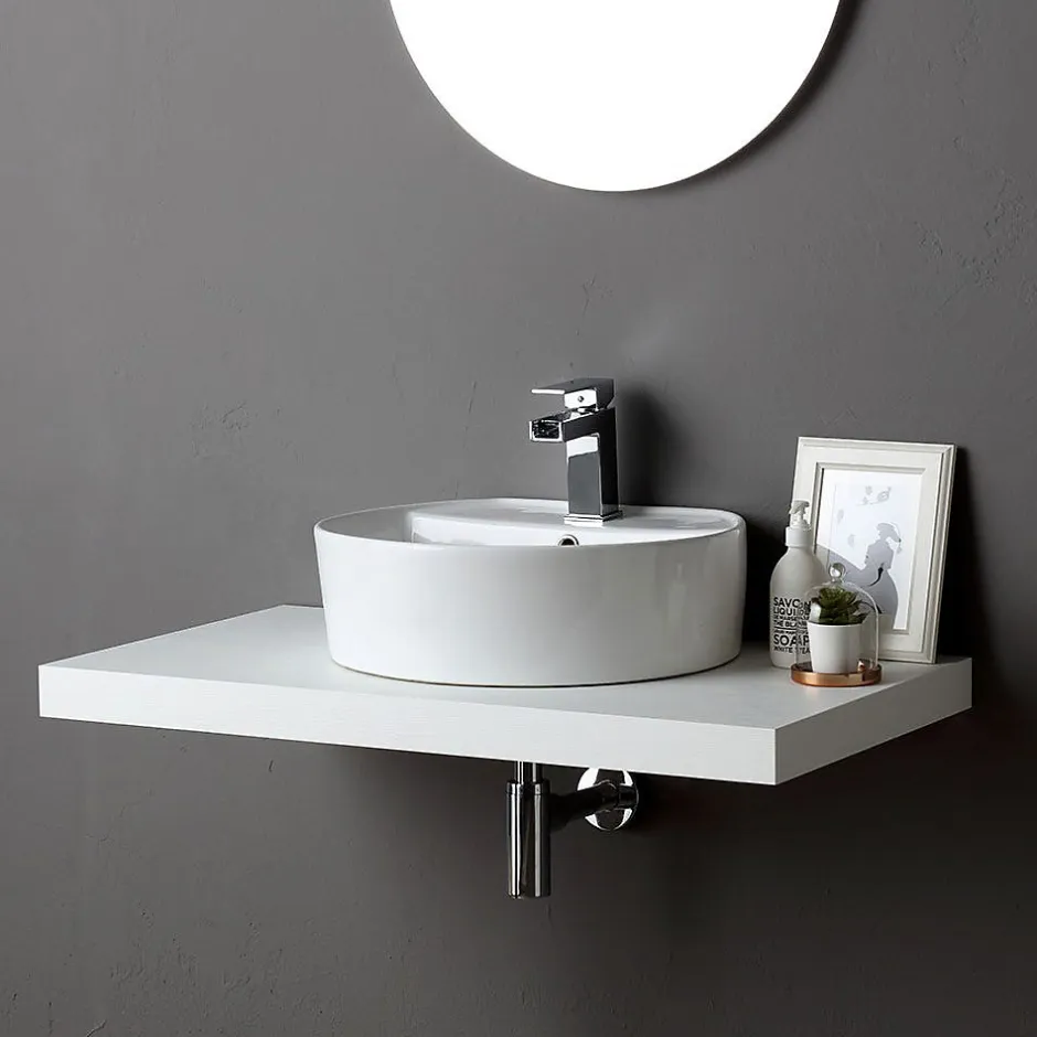 Kiamami Valentina Étagère Pour Sous-Lavabo 90 Cm En Bois Blanc - Valentina* Plan De Travail Salle De Bains