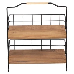 [En.Casa] Étagère Sallingsund avec 2 surfaces de stockage pour salle de bain noir effet bois en.casa* Etagère Salle De Bains