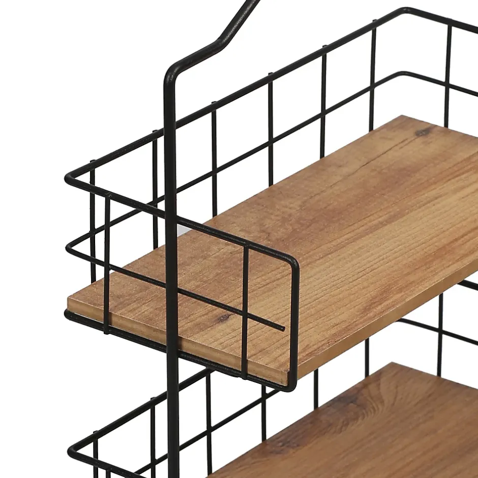 [En.Casa] Étagère Sallingsund avec 2 surfaces de stockage pour salle de bain noir effet bois en.casa* Etagère Salle De Bains