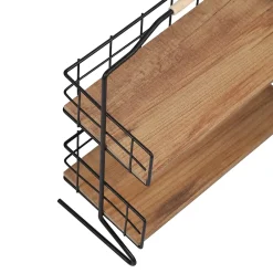 [En.Casa] Étagère Sallingsund avec 2 surfaces de stockage pour salle de bain noir effet bois en.casa* Etagère Salle De Bains