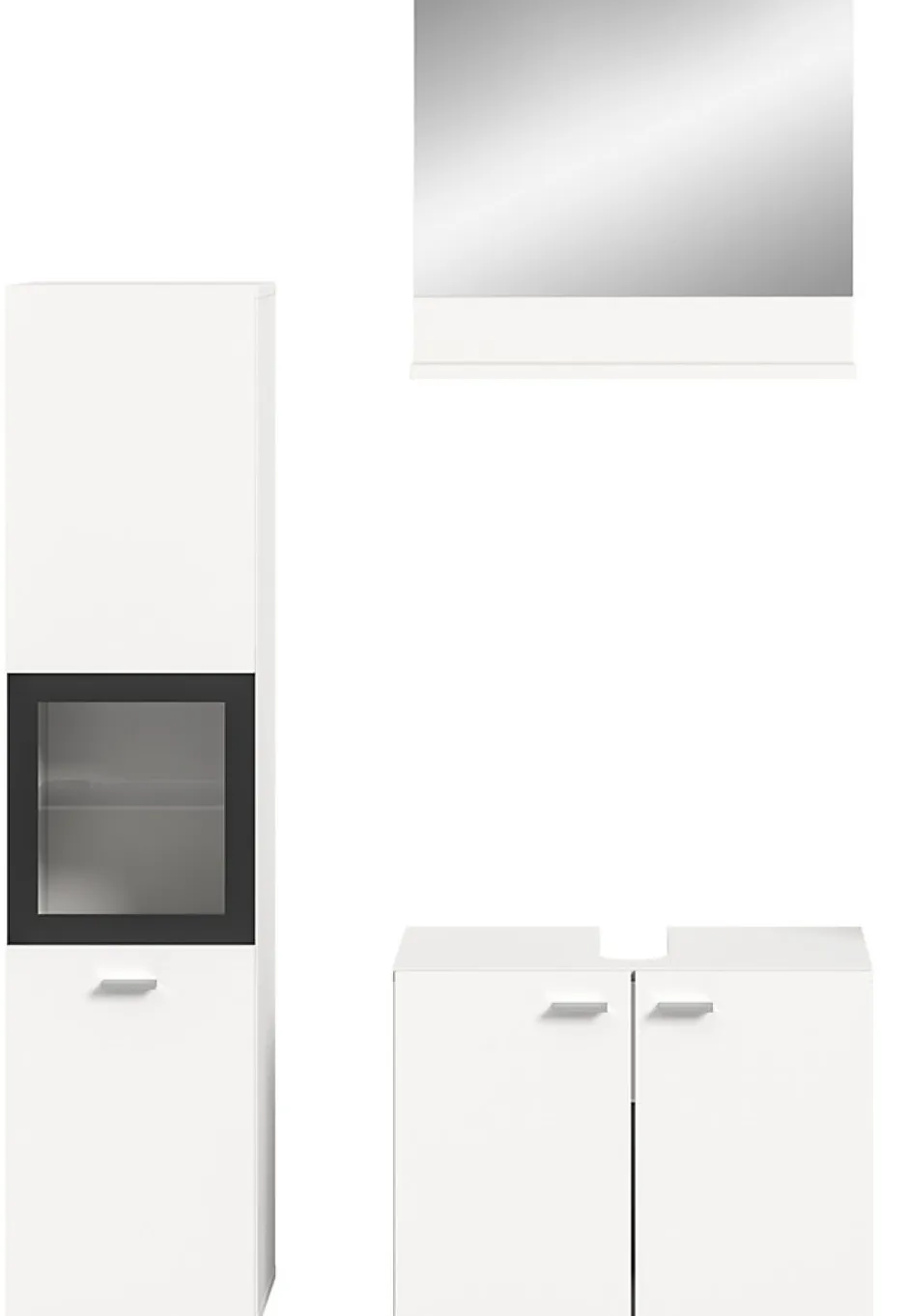 Chb Collection Tambo - Ensemble de 3 meubles de salle de bains (L/H/P : 102x186x33 cm) en mélaminé blanc, vasque non incluse* Meuble Sous Lavabo