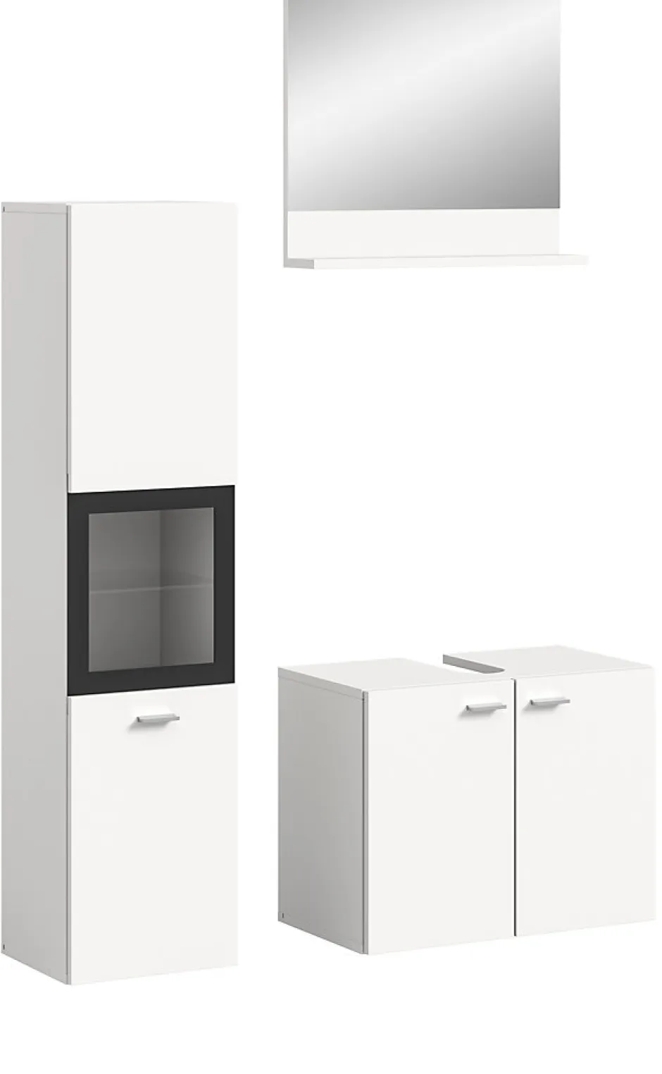 Chb Collection Tambo - Ensemble de 3 meubles de salle de bains (L/H/P : 102x186x33 cm) en mélaminé blanc, vasque non incluse* Meuble Sous Lavabo