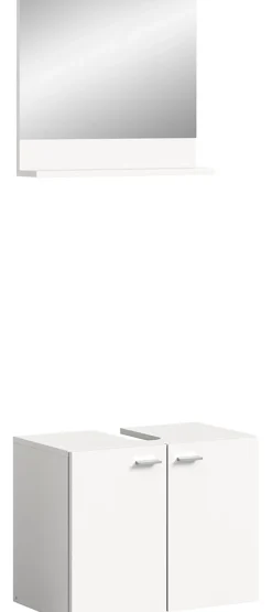 Chb Collection Tambo - Meuble sous lavabo et miroir (L/H/P : 57x44x33 cm) en mélaminé blanc, vasque non incluse