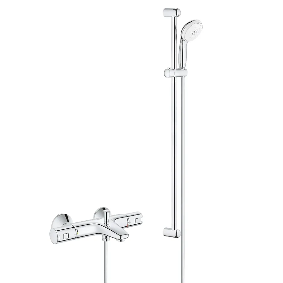 Grohe Tempesta 100 ensemble de douche complet 3 jets + mitigeur thermostatique bain/douche 1/2", chrome (34598000-28789002)