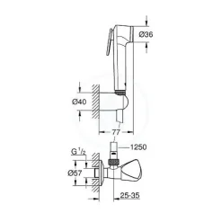 Grohe Tempesta-F Trigger Spray 30 Ensemble avec robinet d'arrêt 1 jet, chromé (27514001)* Bidet