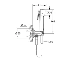 Grohe Tempesta-F Trigger Spray 30 Ensemble avec robinet d'arrêt 1 jet, chromé (26358000)* Bidet