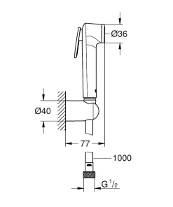 Grohe Tempesta-F Trigger Spray 30 - Ensemble de douche chromé 1 jet avec support mural (26352000)* Bidet