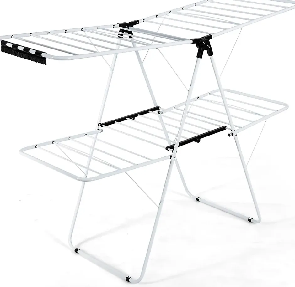 Giantex étendoir à Linge à 2 Niveaux,avec Barre de Support Réglable,26 Pinces,Cintre à Linge Pliable,Gain de Place et Collapsible* Etendoir À Linge