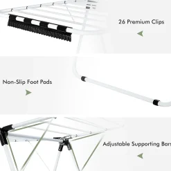 Giantex étendoir à Linge à 2 Niveaux,avec Barre de Support Réglable,26 Pinces,Cintre à Linge Pliable,Gain de Place et Collapsible* Etendoir À Linge