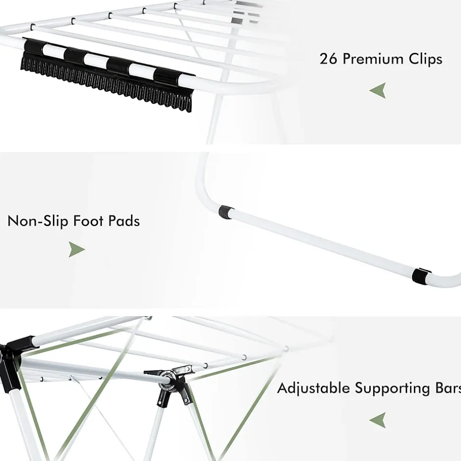 Giantex étendoir à Linge à 2 Niveaux,avec Barre de Support Réglable,26 Pinces,Cintre à Linge Pliable,Gain de Place et Collapsible* Etendoir À Linge