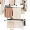 Giantex étendoir à Linge 4 Niveaux Support Pliable avec 3 Plateaux Rétractables 1 étagère à Chaussures Inférieure