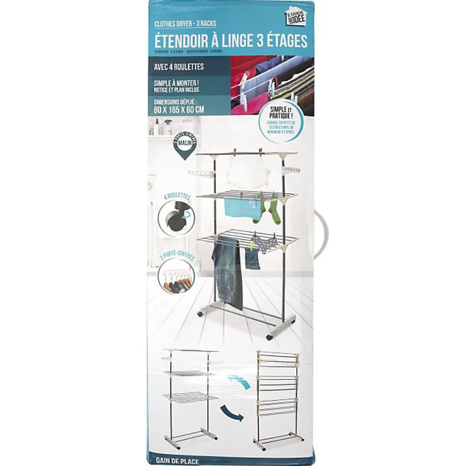 Paris Prix étendoir à Linge en Métal "3 étages" 16m Blanc* Etendoir À Linge