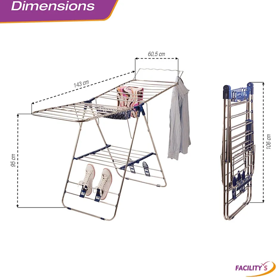 Facility'S Étendoir à linge pliable avec porte cintres* Etendoir À Linge