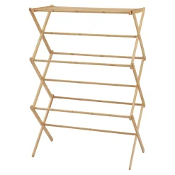 [En.Casa] Étendoir à linge pliable Grinau bambou 128 x 72 x 44 cm naturel en.casa