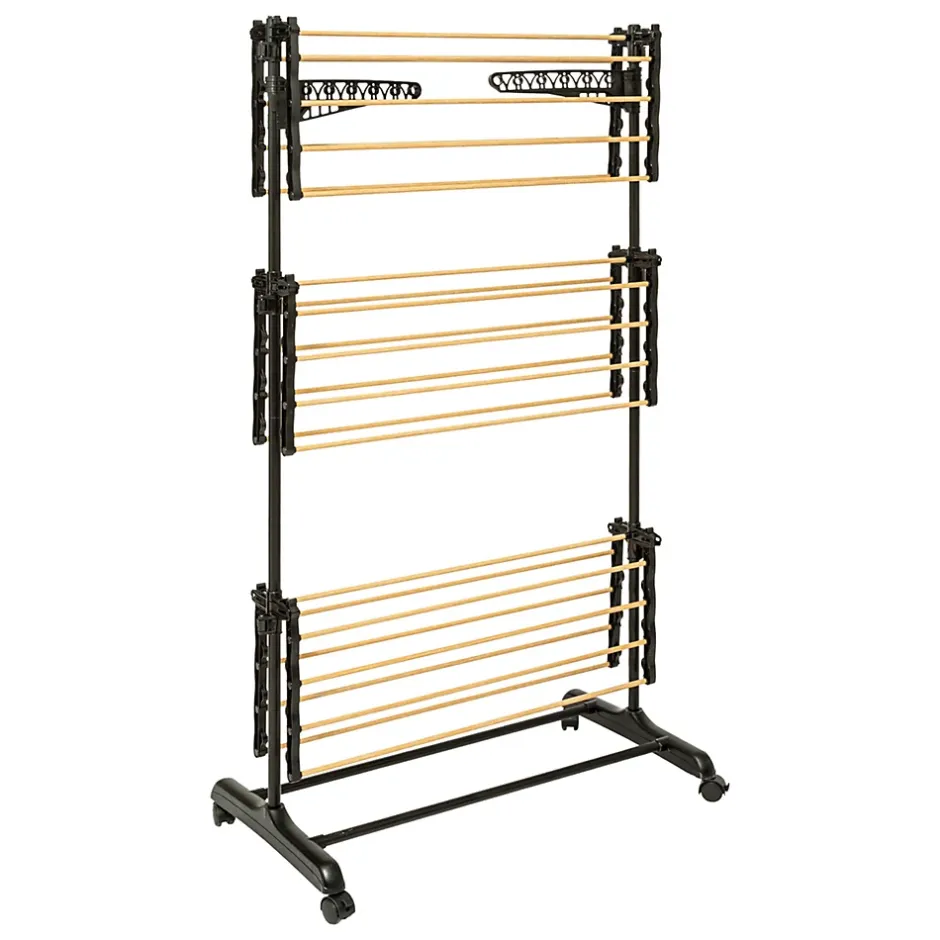 5five Simply Smart Étendoir à linge tour 3 niveaux noir et effet bois l.78 x H.150 x P.67 cm, Bara* Etendoir À Linge