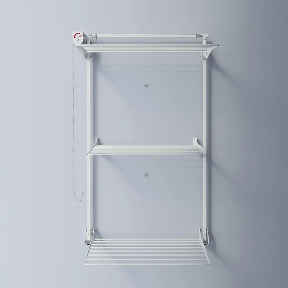 Foxydry Étendoir mural 3 grilles pliables blanc 88x52x137 cm alu Tower 80