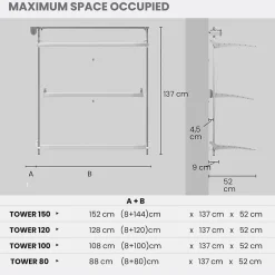 Foxydry Étendoir mural 3 grilles pliables blanc 88x52x137 cm alu Tower 80