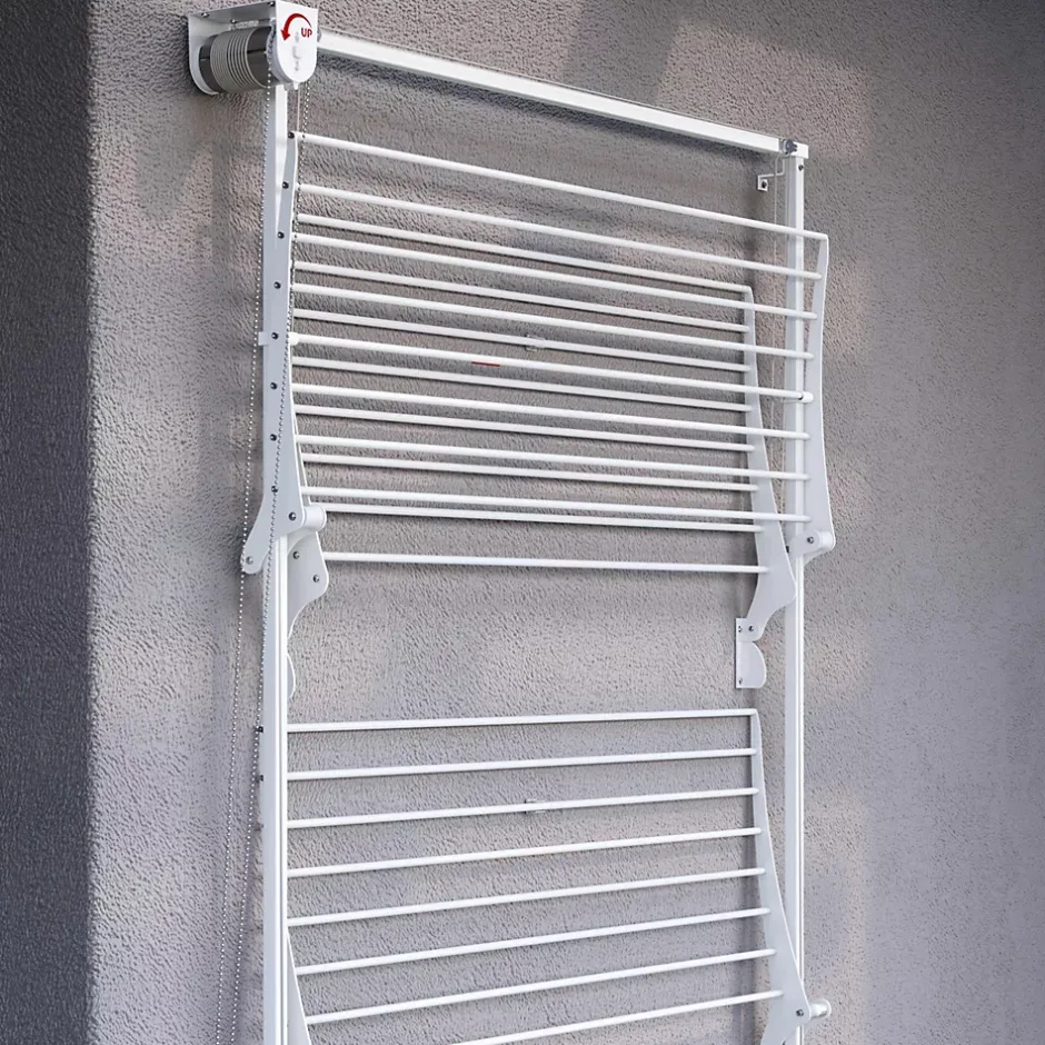 Foxydry Étendoir mural 3 grilles pliables blanc 88x52x137 cm alu Tower 80