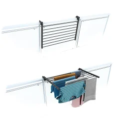 Foxydry Étendoir rabattable pour rambarde alu 82x63x8 cm Duo* Etendoir À Linge