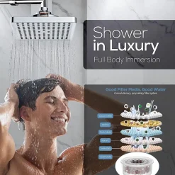 Deko Tete de Douche Pluie Anti Calcaire, 15CM Tete de Douche Haute Pression, Pommeau de Douche Fixe, Pommeau Carré Universelle