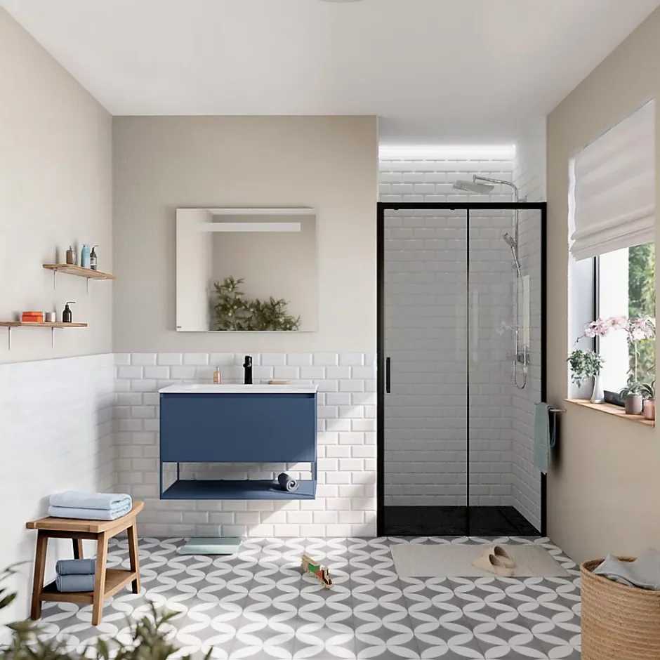 Swiss Aqua Technologies TEX BB Porte de douche 110x195cm coulissante anticalcaire avec profilés noir mat (SATTEXDBB110CT-SET)* Porte De Douche