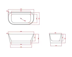 Sanita THEA - Baignoire semi-ilot - 170x80x58cm