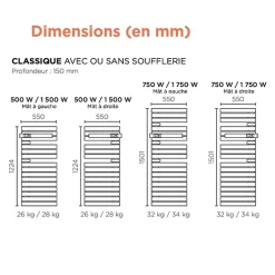 Thermor - Sèche-serviettes Allure 3 mat à gauche 750W gris ardoise/chêne - 483230* Sèche-Serviettes Électrique