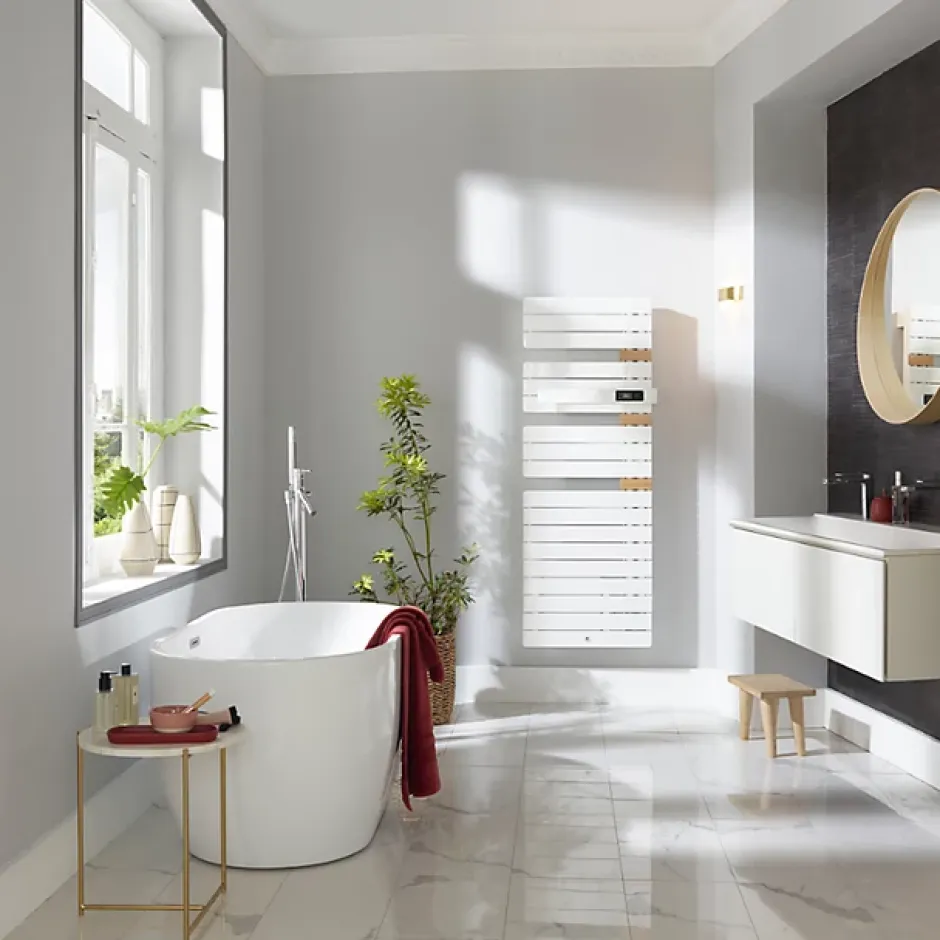 Thermor - Sèche-serviettes Allure 3 mat à droite avec soufflerie 1750W gris roche/chêne - 483190