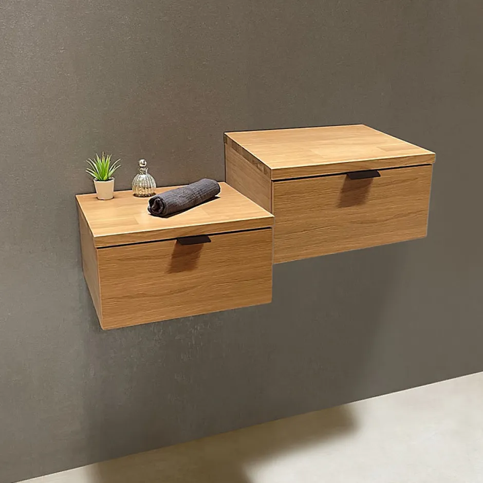 Byca Tiroir suspendu 48 cm en chêne - Massif naturel - Meuble de salle de bain design et fonctionnel