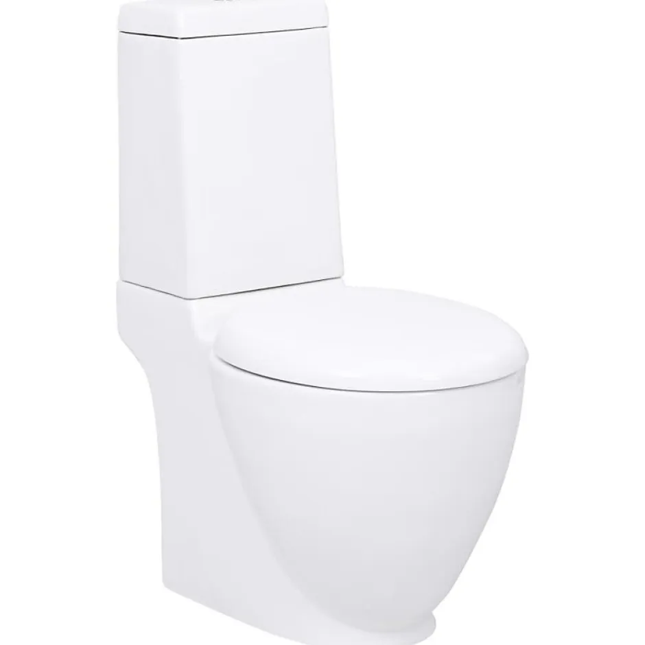 Vidaxl Toilette en céramique écoulement d eau à l arrière blanc* Wc À Poser