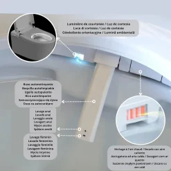 Nashi Toilette japonaise EOS suspendue avec bâti-support, WC lavant automatique, mural gamme supérieure