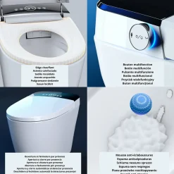Nashi Toilette japonaise OVIAN SQUARE SORTIE VERTICALE, WC lavant automatique, design carré gamme supérieure