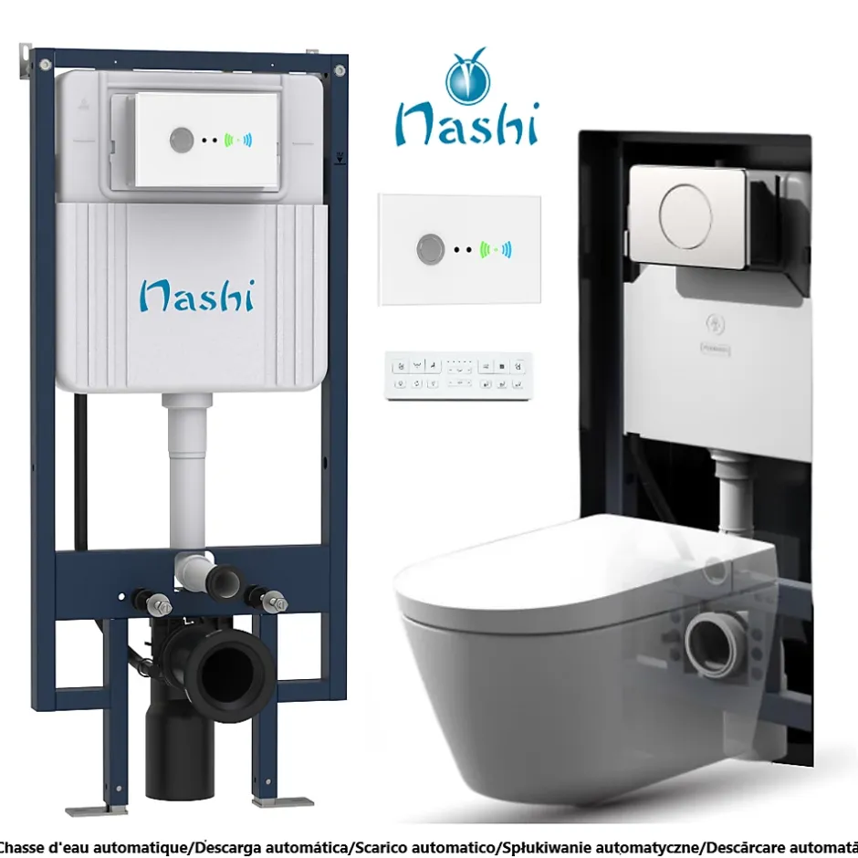 Nashi Toilette japonaise EOS suspendue avec bâti-support, WC lavant automatique, gamme supérieure* Wc Japonais