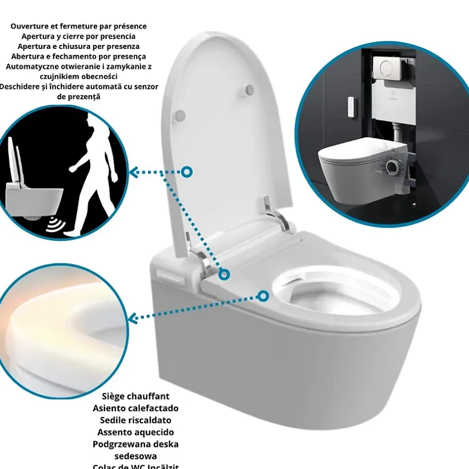 Nashi Toilette japonaise EOS PRO suspendue, WC lavant automatique, gamme supérieure