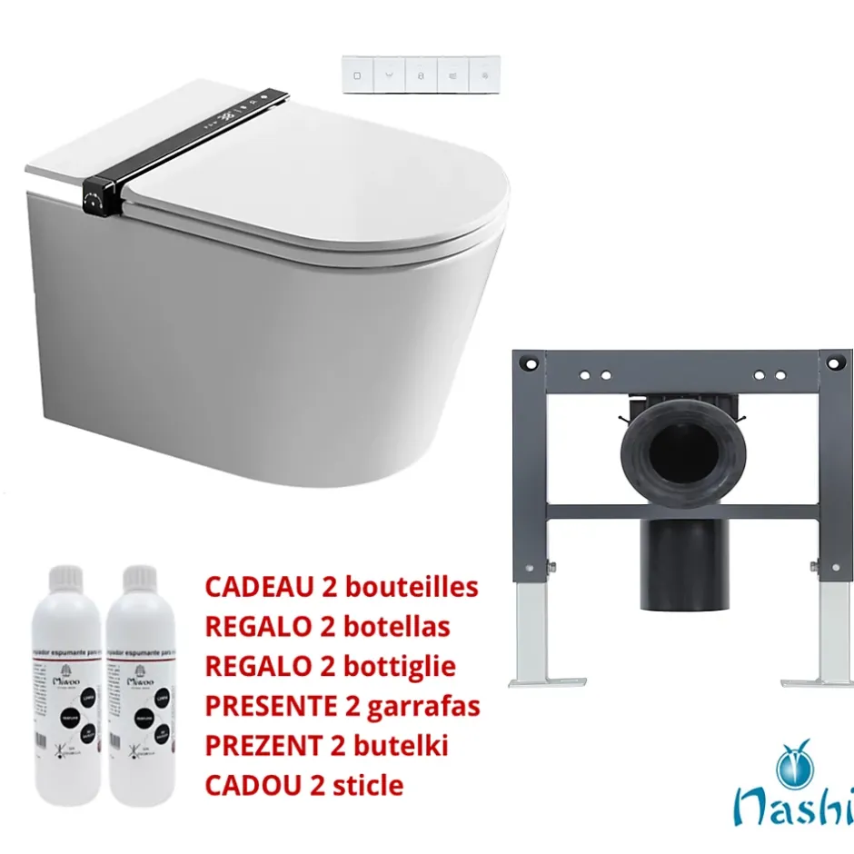 Nashi Toilette japonaise IANNA suspendue, WC lavant automatique, mural haut de gamme