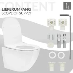 Luxebath Toilette suspendu céramique sans rebord court cuvette siège duroplast softclose* Wc Suspendu