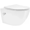 Luxebath Toilette suspendu sans rebord blanc WC Soft Close fonction bidet salle de bain