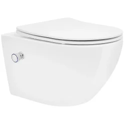 Luxebath Toilette suspendu sans rebord blanc WC Soft Close fonction bidet salle de bain