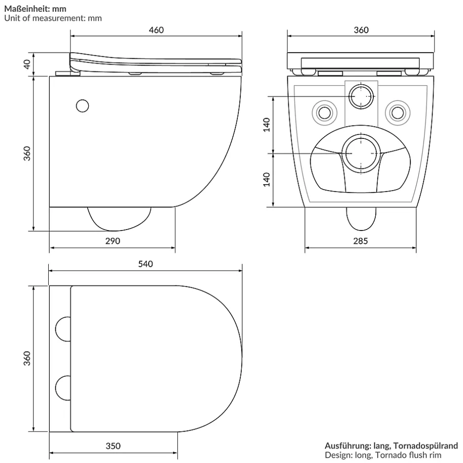 Luxebath Toilette suspendu sans rebord blanc WC Soft Close fonction bidet salle de bain