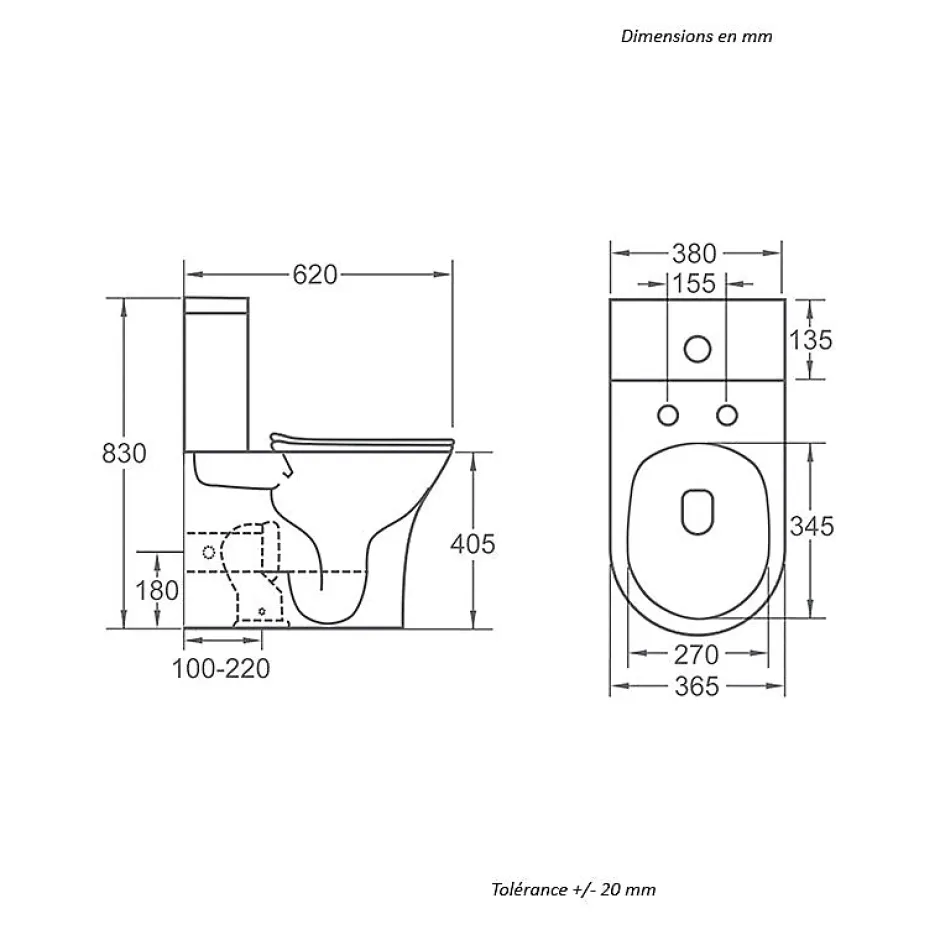 Stano Toilette WC à poser CIPOLI en ceramique* Wc À Poser