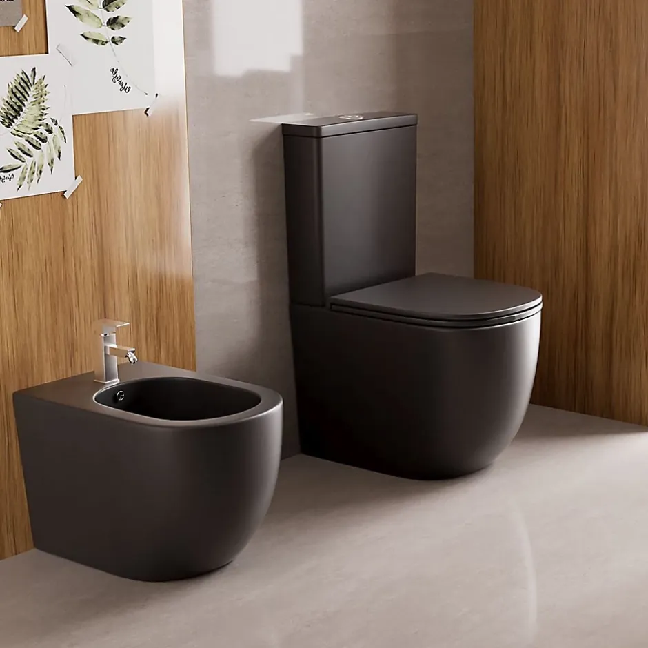 Aquore Toilette WC à poser GENOVA en ceramique noir mat