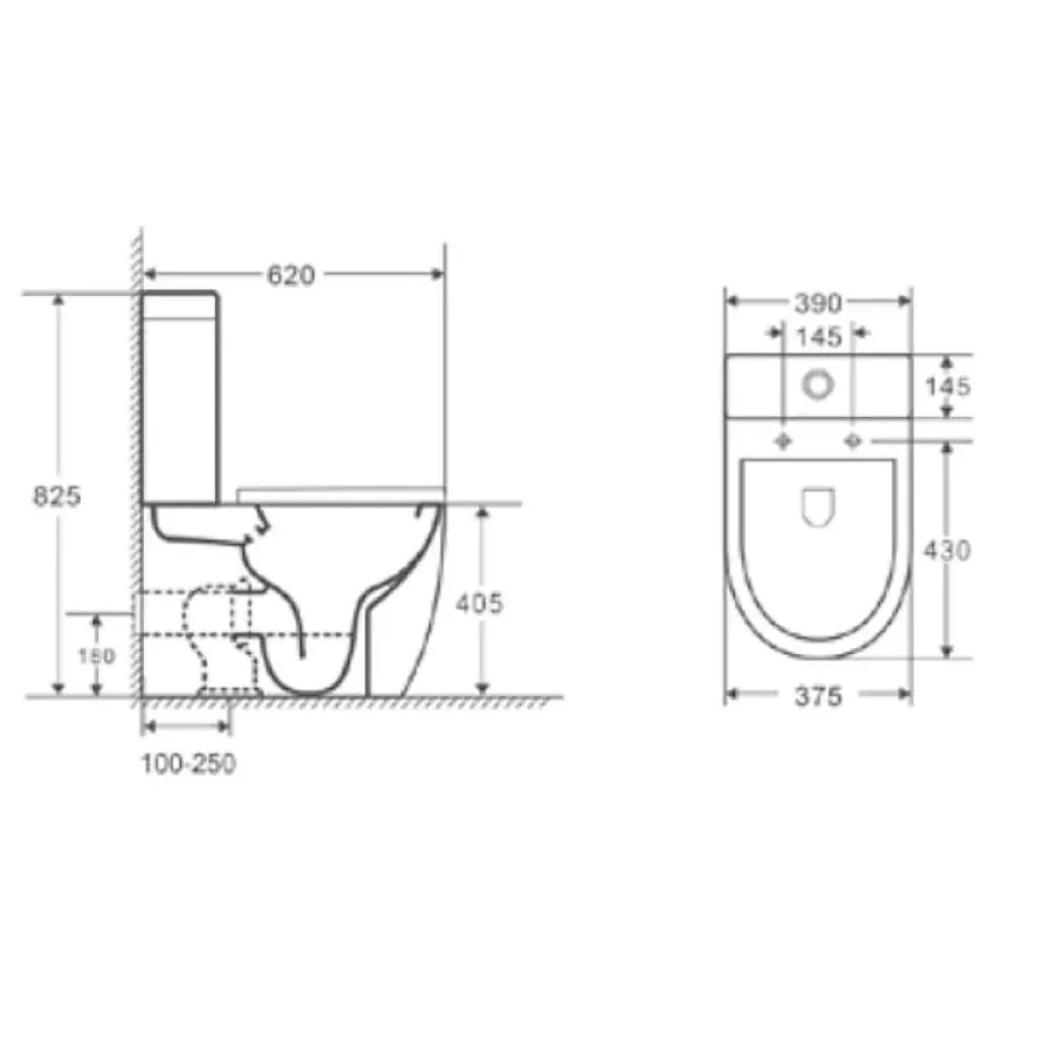 Aquore Toilette WC à poser GENOVA en ceramique noir mat