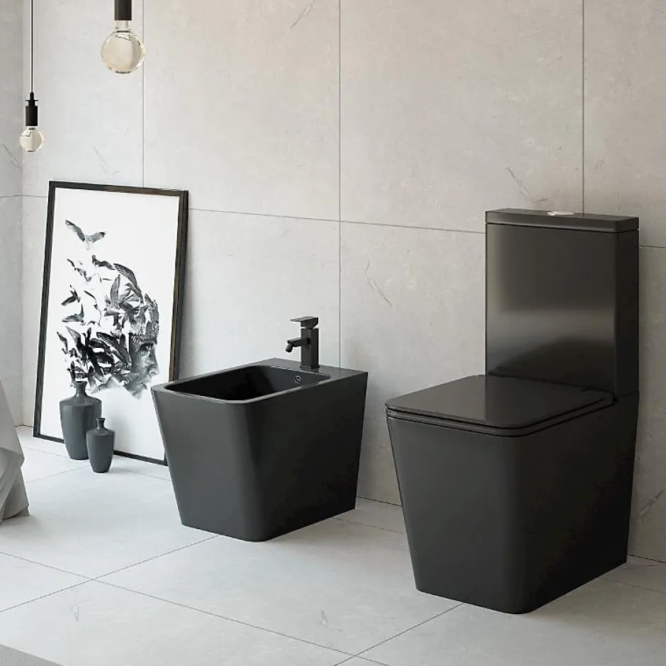 Aquore Toilette WC à poser PISA en ceramique noir mat* Wc À Poser