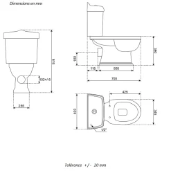 Kerra Toilette WC à poser retro ABERY en ceramique